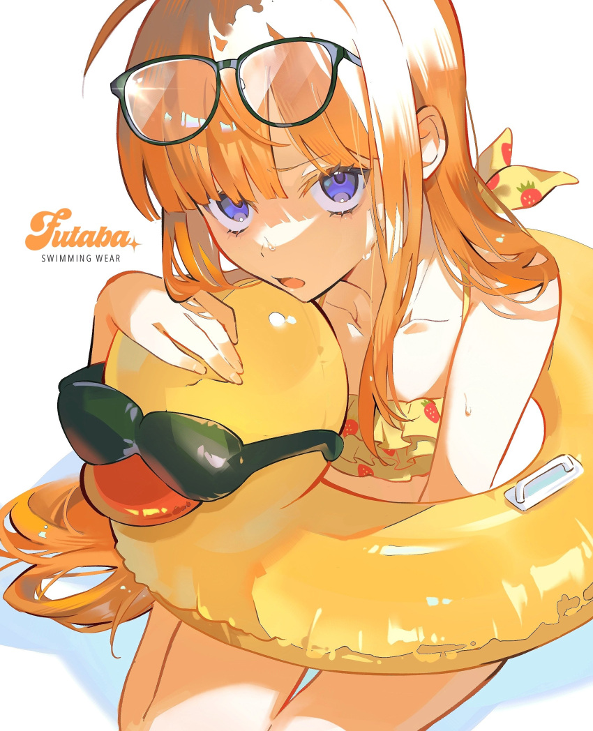 1girl, absurdres, ahoge, alternate_costume, bibi_booom, bikini, black-framed_eyewear, breasts