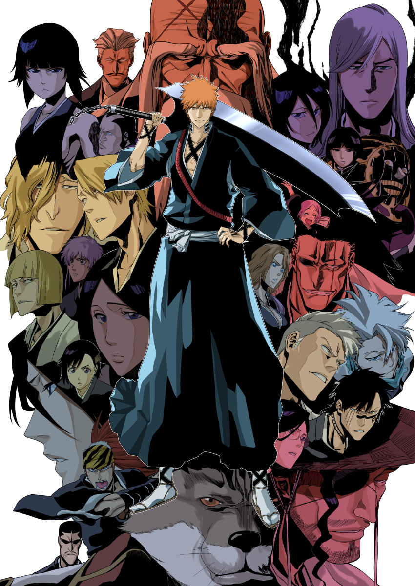 46take_e, :d, abarai_renji, absurdres, bald, bare_shoulders, beard, black_eyes