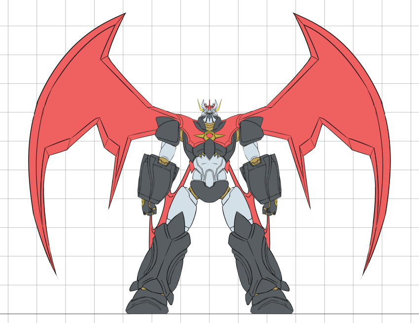 clenched_hands, full_body, highres, horns, looking_at_viewer, mazinger_(series), mazinkaiser, mazinkaiser_(robot)