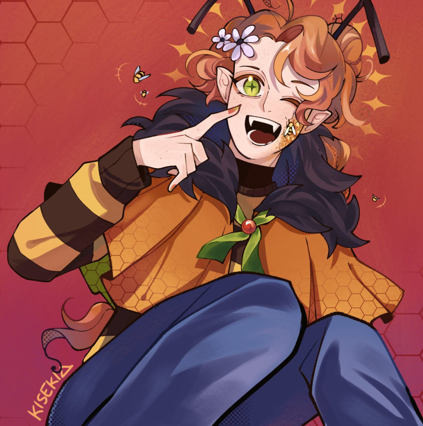 1girl, antennae, arthropod_girl, bee, bee_girl, bee_wings, bug, capelet