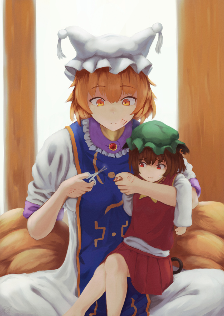 2girls, :3, animal_ear_piercing, animal_ears, applying_manicure, backlighting, bare_legs, blonde_hair
