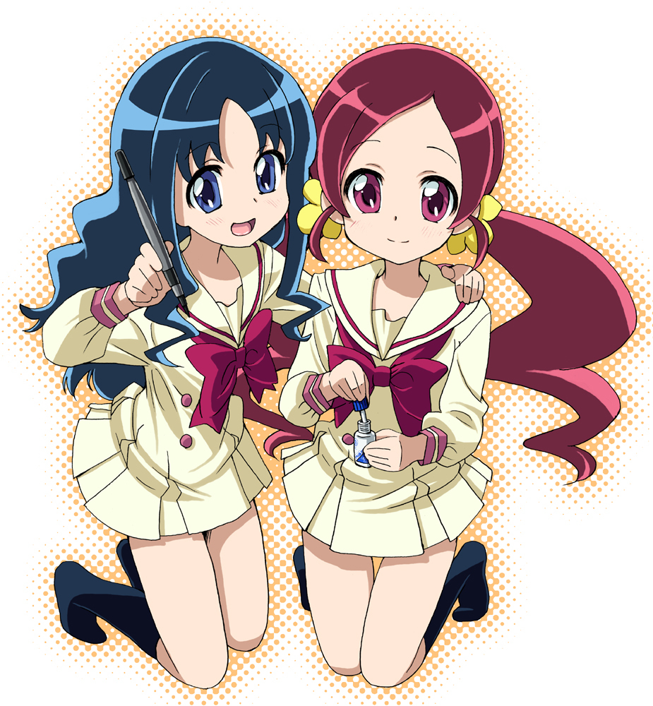 blue_hair, bottle, correction_fluid, hanasaki_tsubomi, heartcatch_precure!, homing_(areya), homing_(artist), kurumi_erika