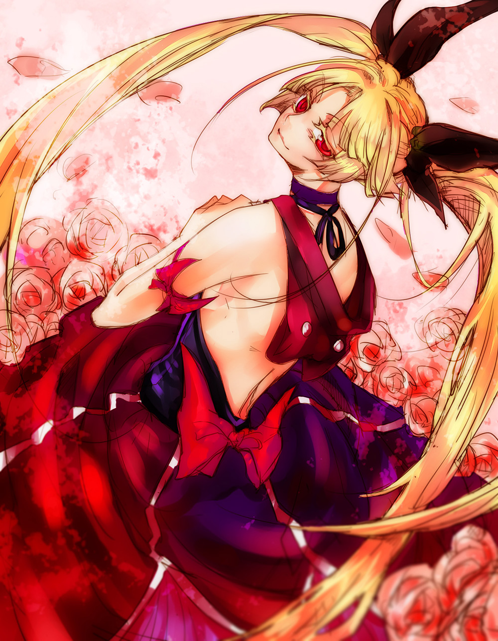 blonde_hair, dress, highres, long_hair, rachel_alucard, red_eyes, sesame_ange, twintails