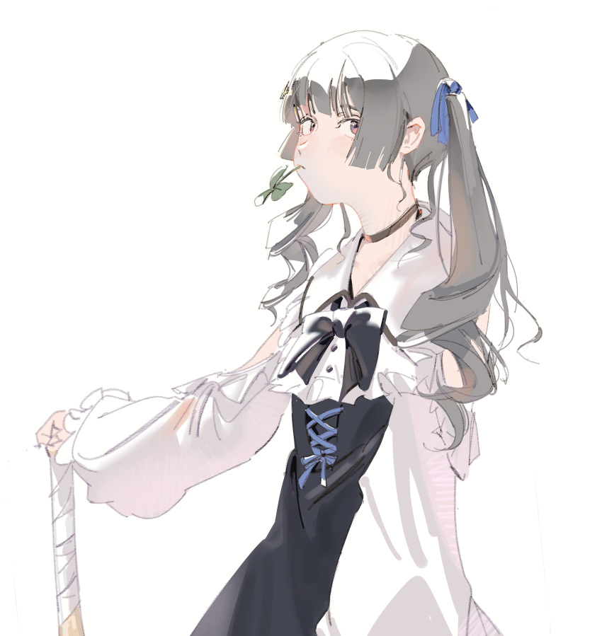 1girl, absurdres, arm_at_side, baseball_bat, black_choker, black_skirt, choker, closed_mouth
