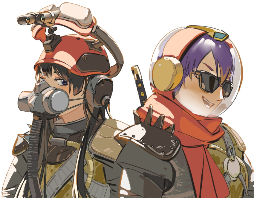 1boy, 1girl, alternate_costume, armor, black_hair, brown_hair, colored_tips, commentary