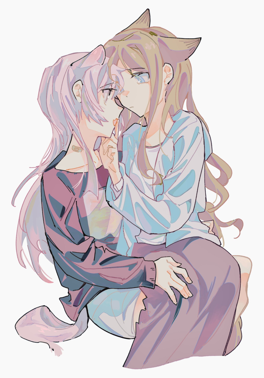 2girls, animal_ears, bandaid, bandaid_on_neck, bang_dream!, bang_dream!_it's_mygo!!!!!, black_sweater, brown_hair