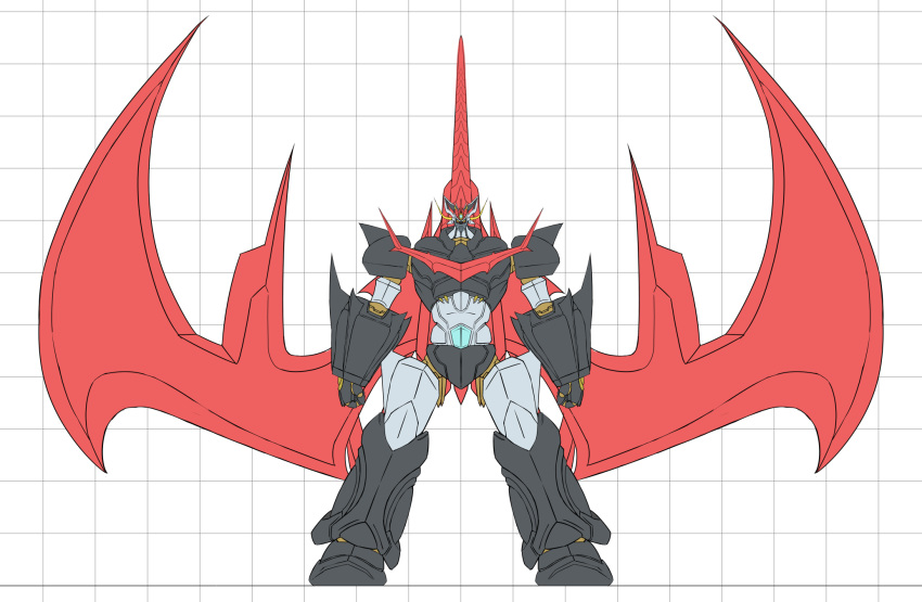 clenched_hands, full_body, great_mazinkaiser, highres, horns, looking_at_viewer, mazinger_(series), mecha