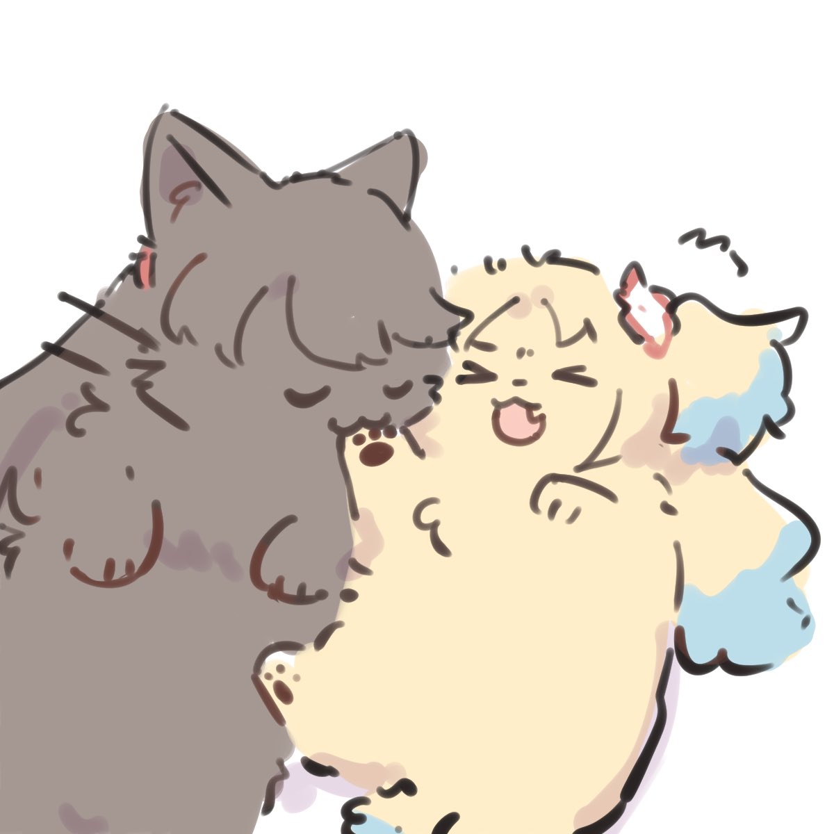 >_<, :3, ^^^, animal_focus, animalization, biting, biting_another's_hand, cat