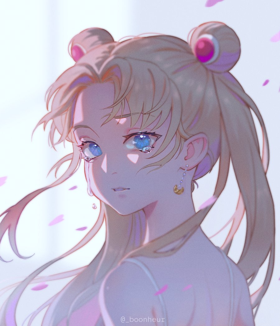 1girl, bishoujo_senshi_sailor_moon, blonde_hair, blue_eyes, boonheur, camisole, commentary, crescent