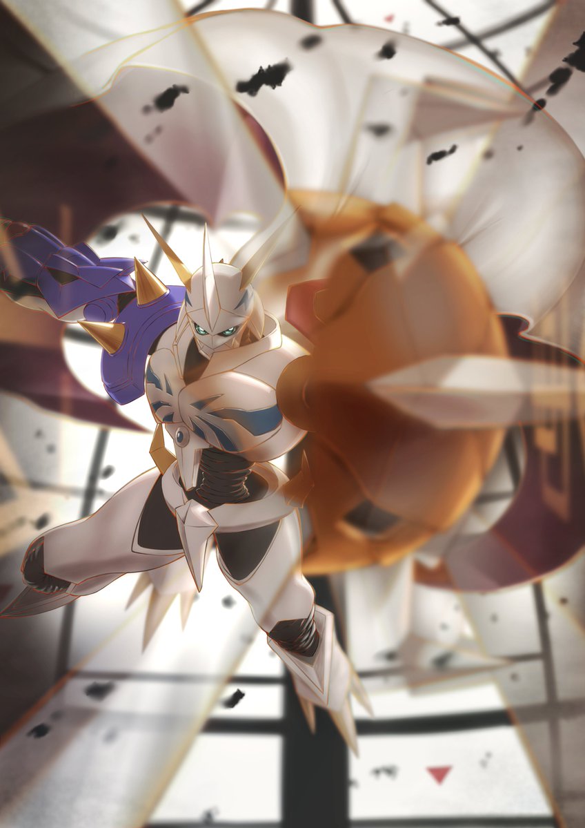 afterimage, arm_blade, blue_eyes, cape, digimon, digimon_(creature), digimon_adventure, digimon_adventure:_bokura_no_war_game