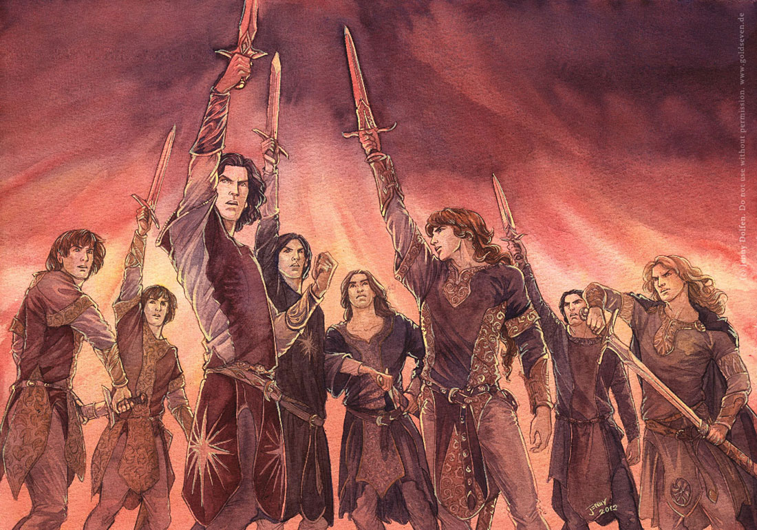 6+boys, amras, amrod, black_hair, blonde_hair, brothers, brown_pants, caranthir