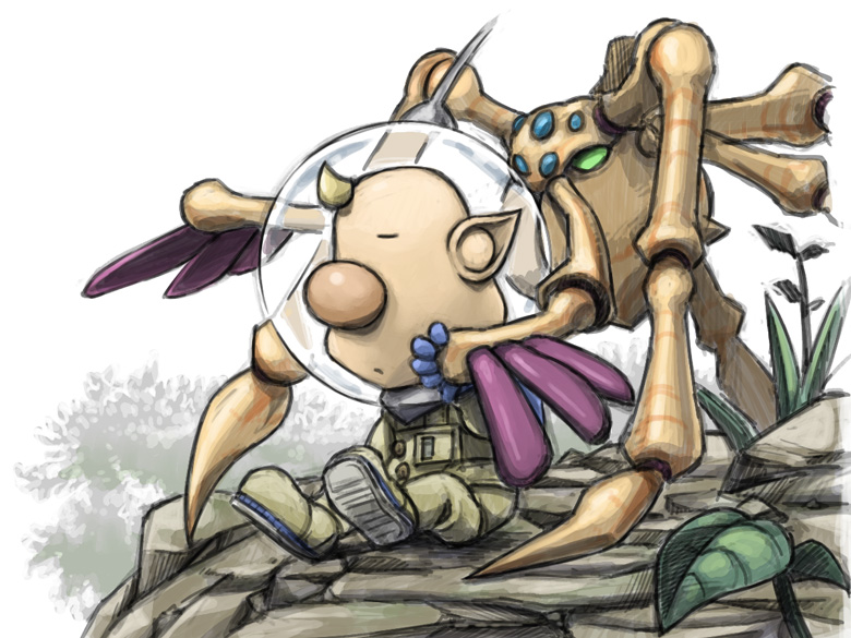 1boy, big_nose, blonde_hair, blue_gloves, bug, buttons, closed_eyes, closed_mouth