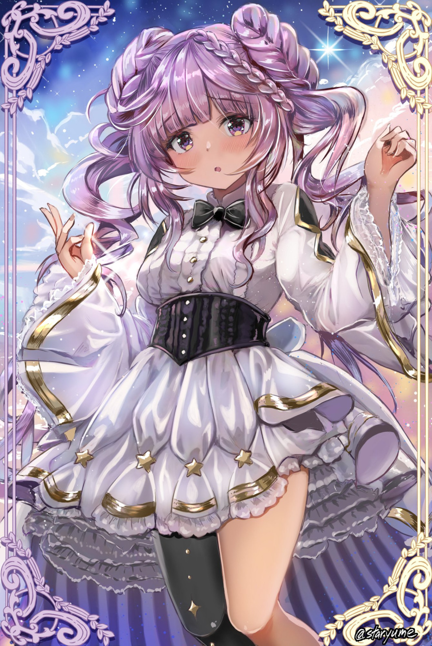 1girl, cowboy_shot, double_bun, dress, drill_hair, duel_monster, hair_bun, highres