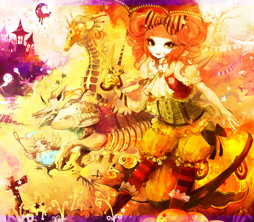 halloween, highres, houmuari, monster, moon, original, solo