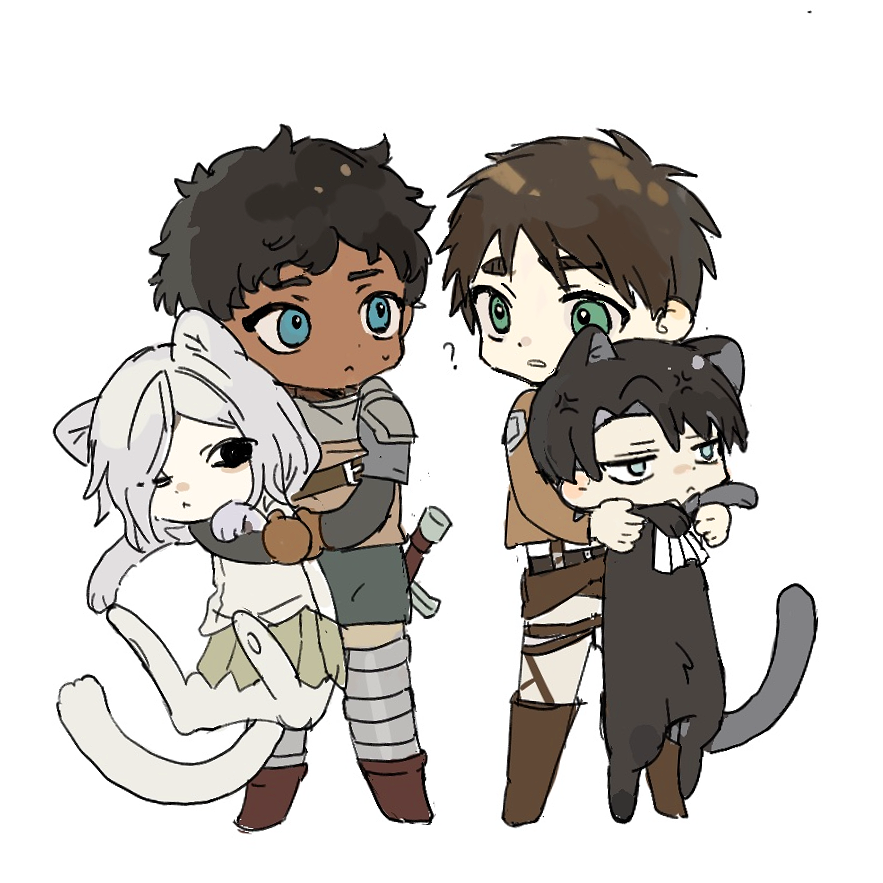 2boys, :<, ?, anger_vein, animal, animalization, armor, bags_under_eyes