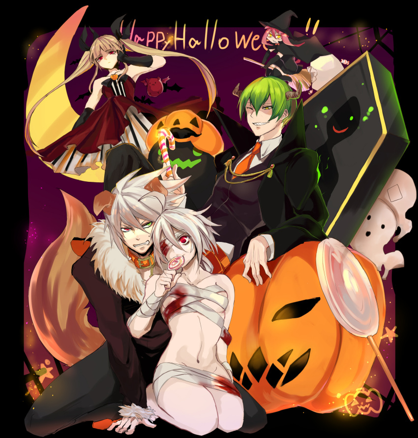arakune, aya_(min412), blazblue, blonde_hair, braid, candy, ghost, gii