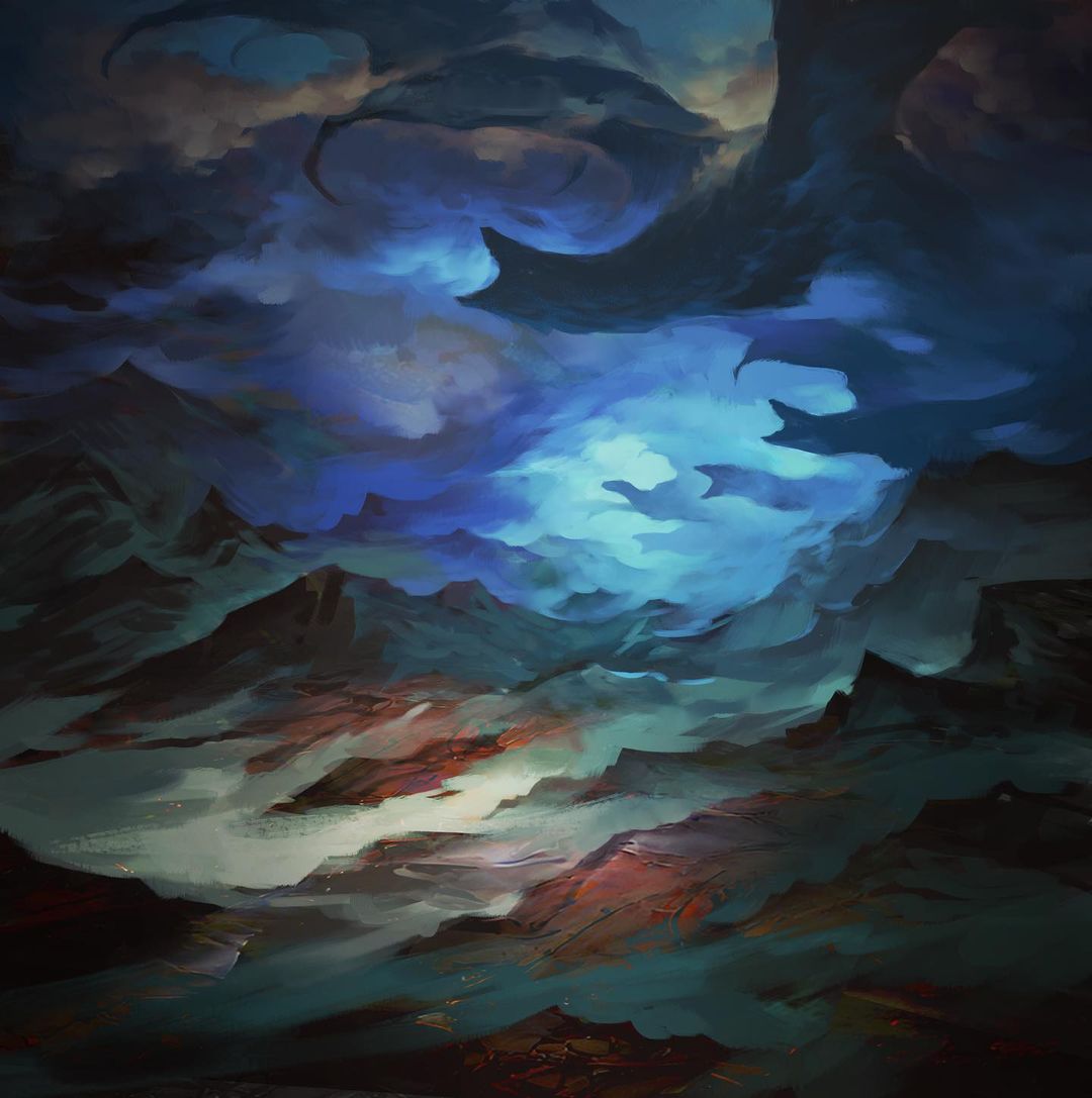 abstract, clouds, cloudy_sky, commentary, dragon, english_commentary, fantasy, flying