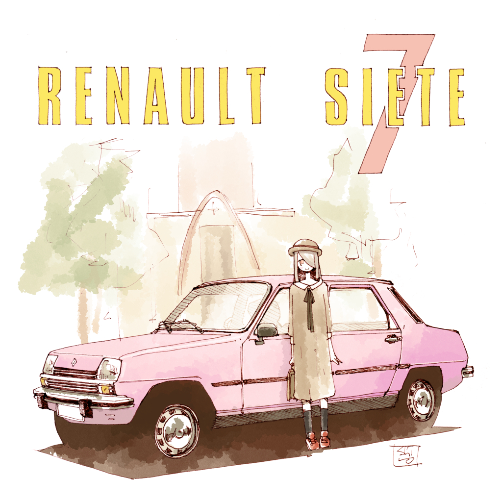 1girl, black_ribbon, black_socks, brown_dress, brown_hat, car, dress, hat