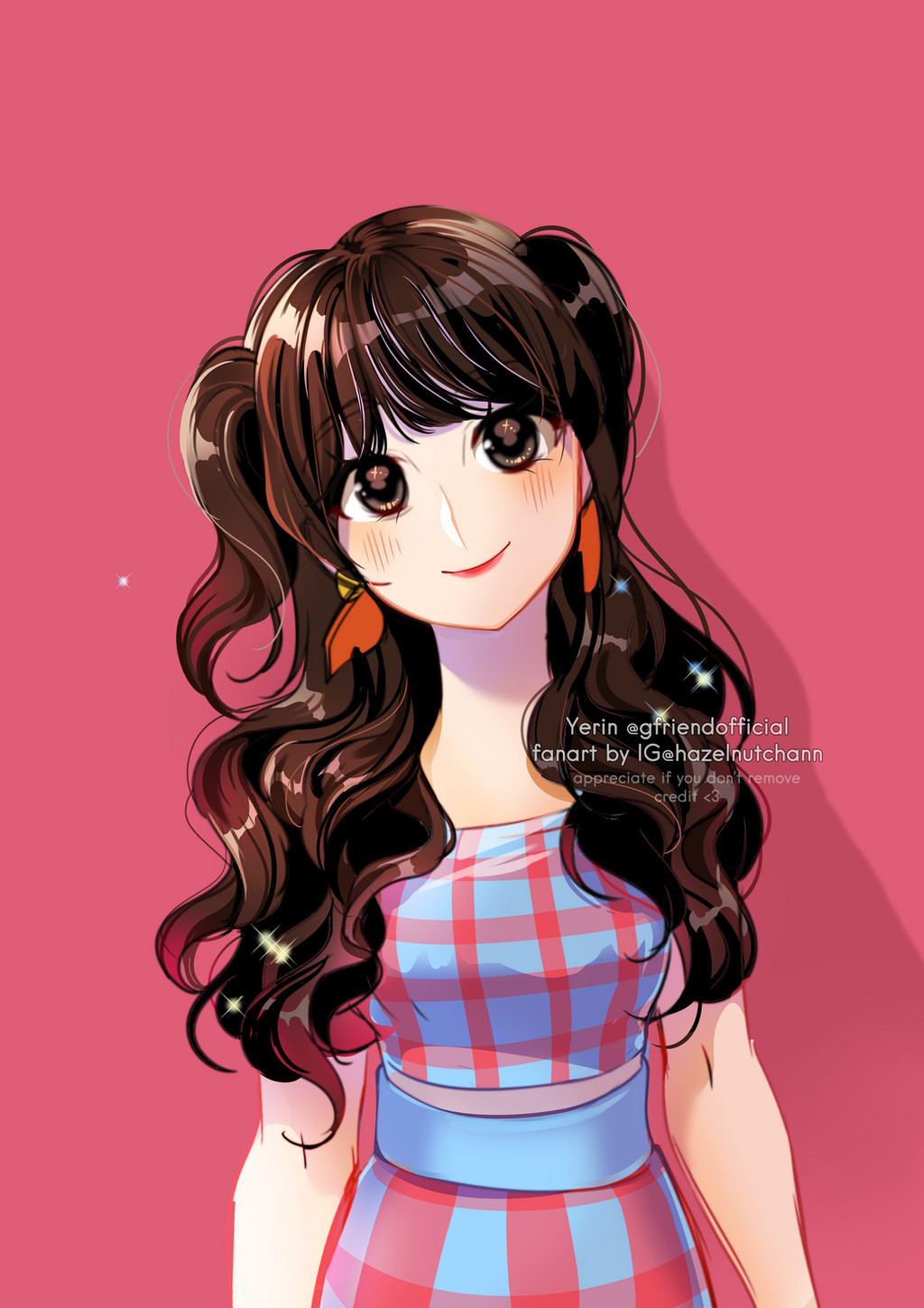 1girl, artist_name, blush, brown_eyes, brown_hair, character_name, closed_mouth, dress