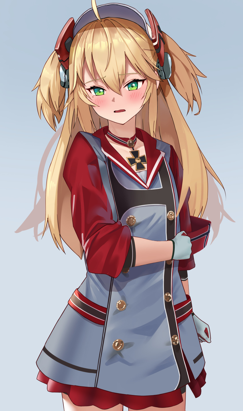 1girl, absurdres, admiral_hipper_(azur_lane), azur_lane, blonde_hair, blush, buttons, cross