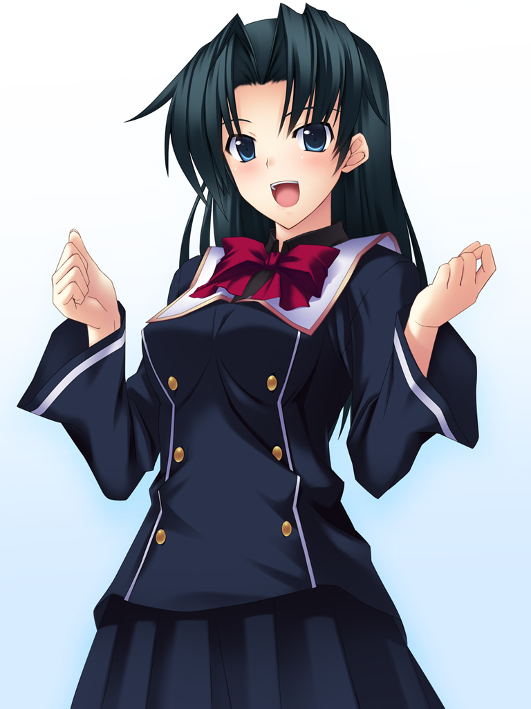 blue_eyes, blush, koikeya, long_hair, maya_(quiz_magic_academy), quiz_magic_academy, school_uniform, skirt, solo