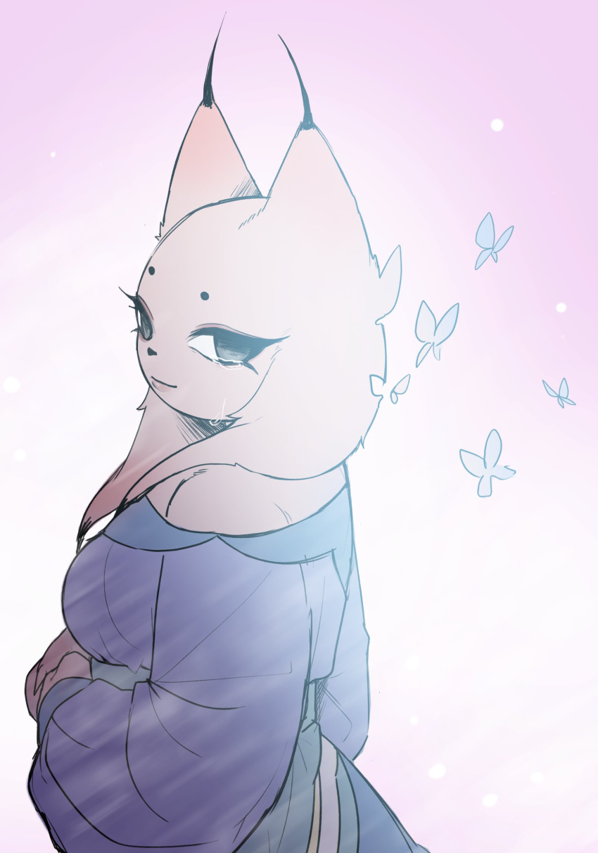1girl, absurdres, bug, butterfly, closed_mouth, commentary, crying, dress