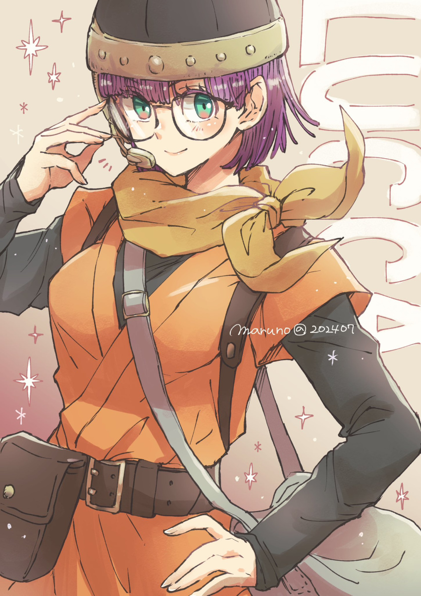 1girl, adjusting_headset, artist_name, belt, character_name, chrono_trigger, commentary, dated