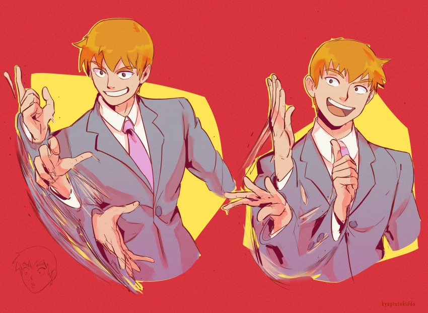 1boy, absurdres, blonde_hair, collared_shirt, formal, grey_jacket, highres, jacket
