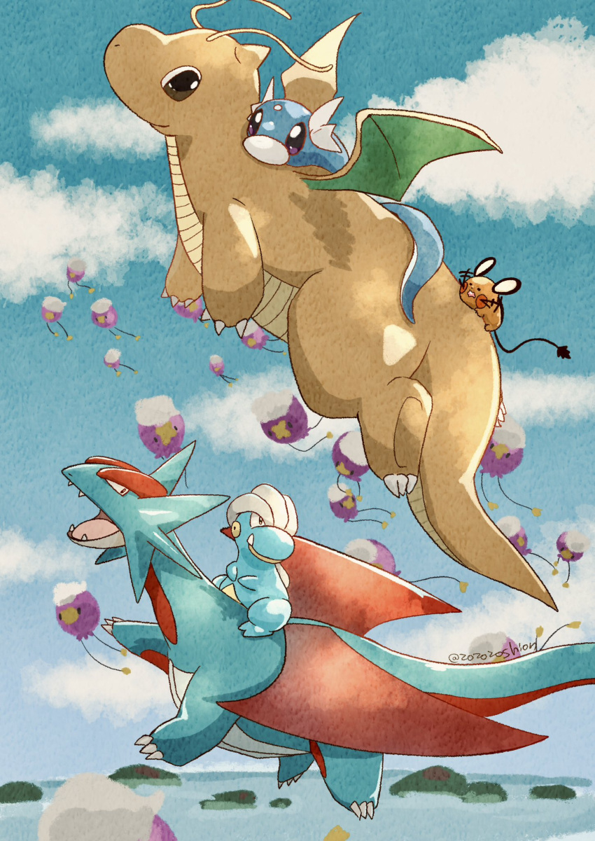 animal_focus, artist_name, bagon, blue_skin, blue_sky, claws, clouds, colored_skin