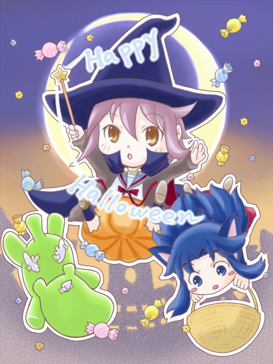 achakura, animal_ears, asakura_ryouko, basket, candy, cardigan, cat_ears, cat_tail