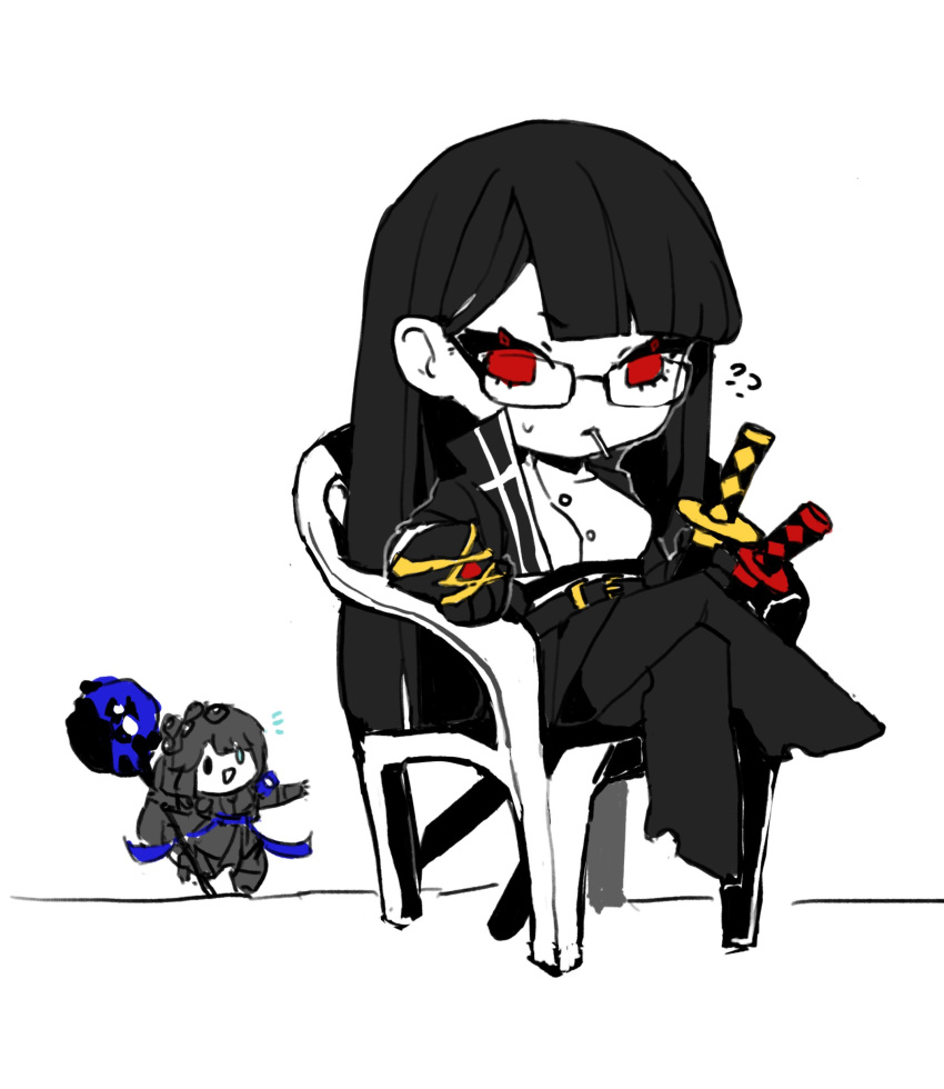 1boy, 1girl, absurdres, black_coat, black_gloves, black_hair, black_pants, black_skirt