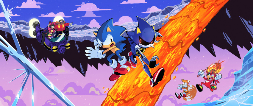 1girl, 4boys, absurdres, cat_girl, clouds, dr._eggman, echidna_(animal), english_commentary