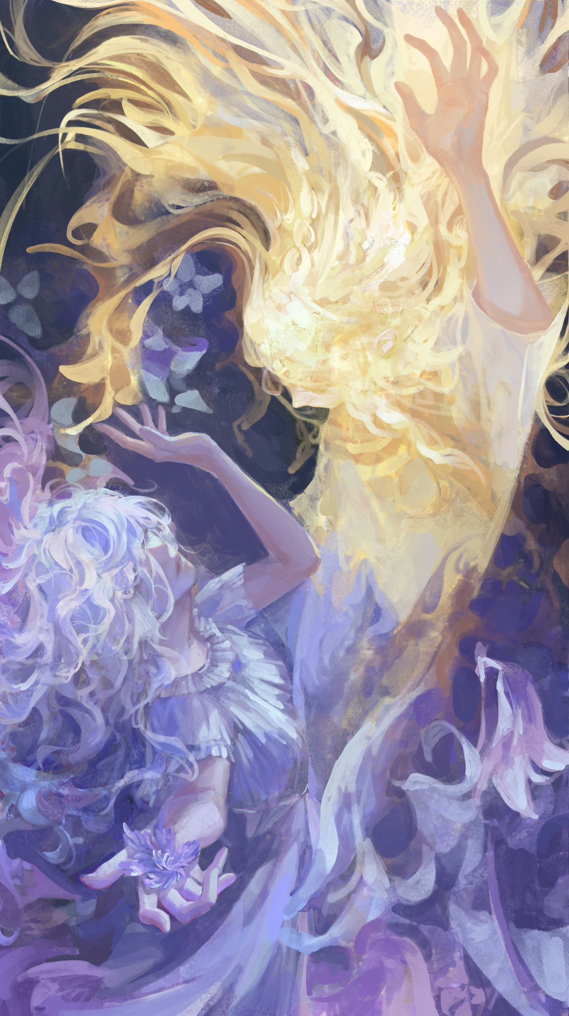 1boy, 1girl, blonde_hair, chengya_huanwo, closed_eyes, elden_ring, elden_ring:_shadow_of_the_erdtree, flower