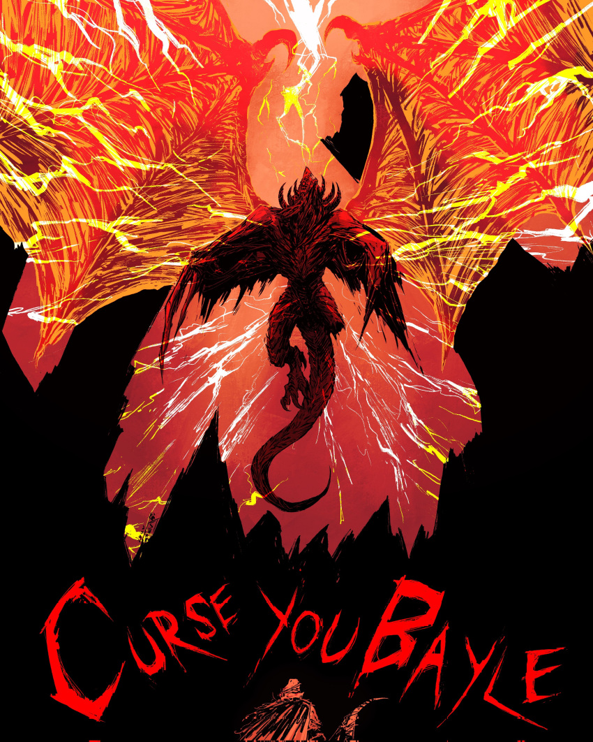 1boy, absurdres, bayle_the_dread, bow_(weapon), cape, dragon, drake_warrior_igon, elden_ring