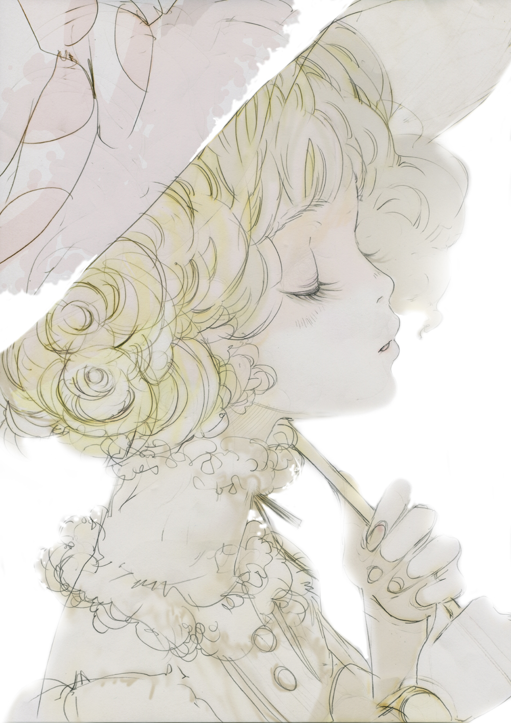 child, close-up, closed, closed_eyes, curly_hair, eyelashes, eyes, face