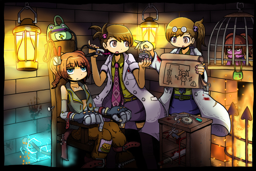 cage, electric_socket, electricity, frankenstein, frankenstein's_monster, frankenstein's_monster, futami_ami, futami_mami