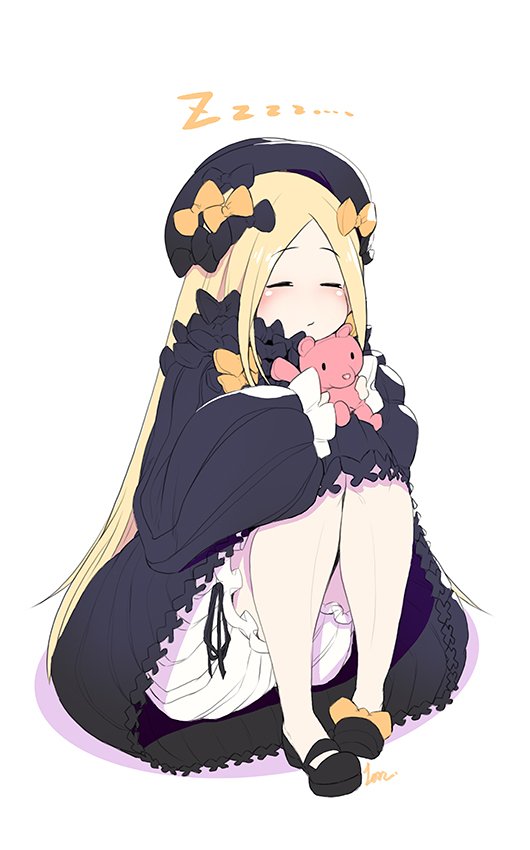 1girl, abigail_williams_(fate), black_bow, black_dress, black_hat, blonde_hair, bloomers, blush