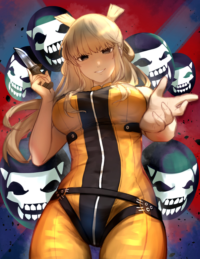absurdres, breasts, empty_eyes, highres, knife, martypcsr, sentai_daishikkaku, sidelocks