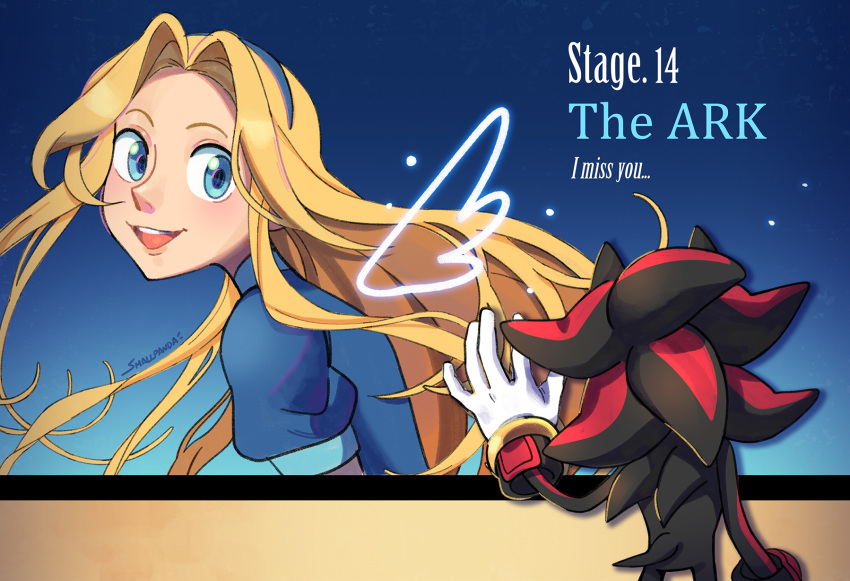 1boy, 1girl, billboard, blonde_hair, blue_eyes, drawn_wings, furry, furry_male