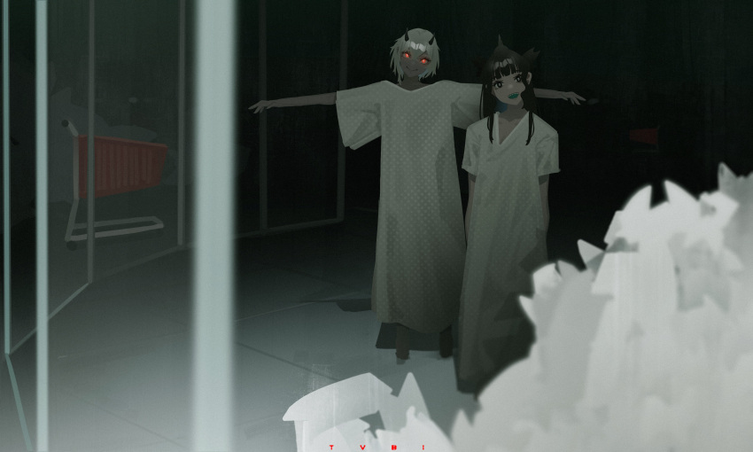 absurdres, artemis_of_the_blue, blue_tongue, colored_tongue, dark_background, glowing, glowing_eyes, highres