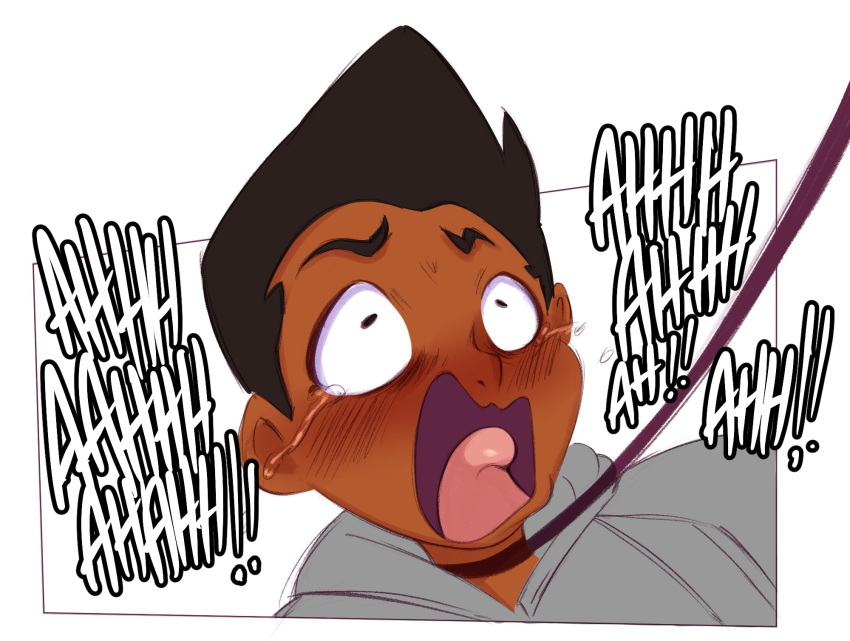 1boy, black_hair, crying, crying_with_eyes_open, dark-skinned_male, dark_skin, dc_comics, english_text