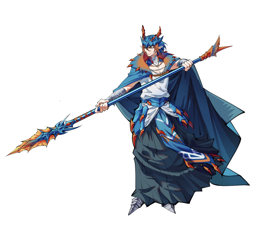 1boy, absurdres, armor, blue_hair, cape, closed_mouth, collarbone, collared_cape