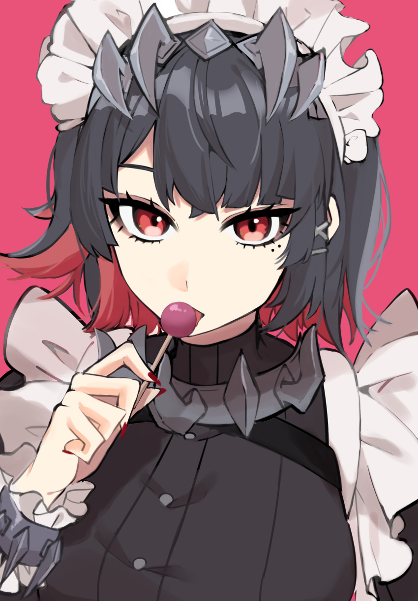 1girl, absurdres, black_hair, candy, ellen_joe, food, highres, ikanoashi53