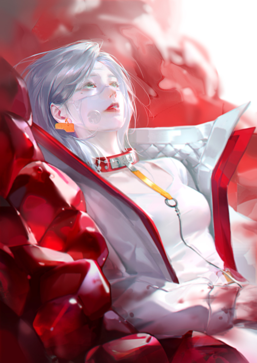 1girl, absurdres, animal_collar, bandaid, bandaid_on_face, bandaid_on_forehead, blood, blood_on_hands