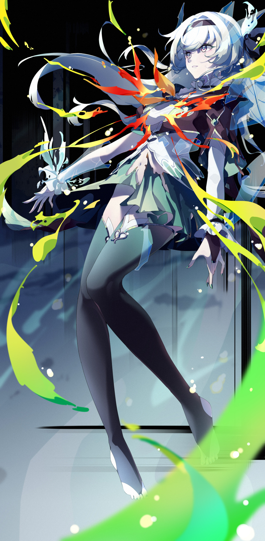 1girl, absurdres, black_hairband, black_jacket, bow, breasts, feibai, firefly_(honkai:_star_rail)