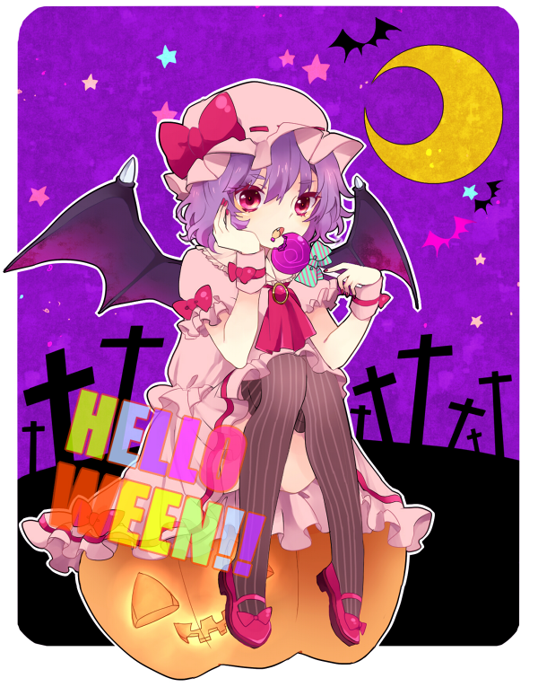 bad_id, bat_wings, black_legwear, black_thighhighs, halloween, hat, ia_(artist), ia_(carat)