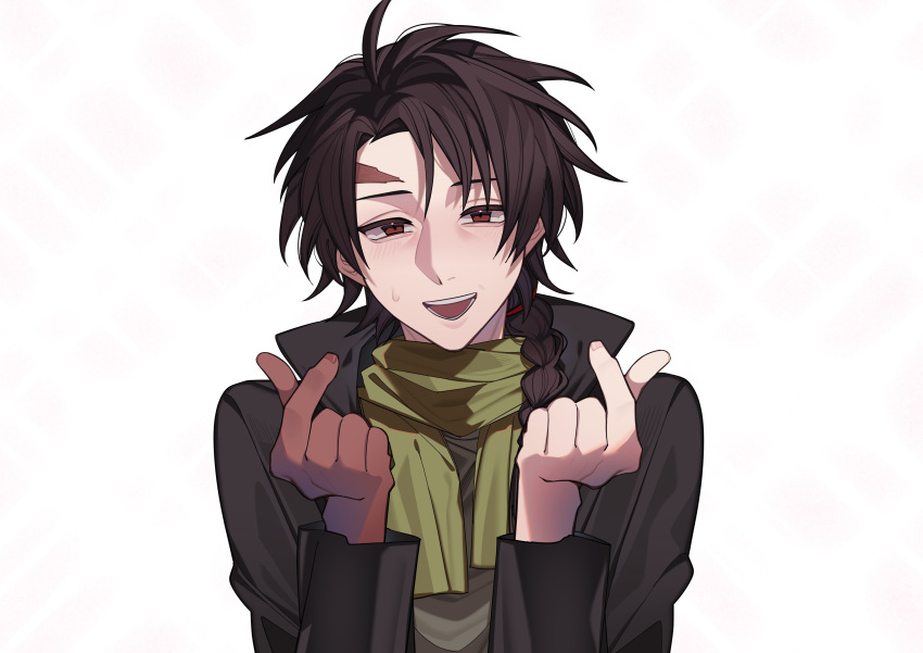 1boy, absurdres, baiyue, black_jacket, braid, brown_hair, chinese_commentary, commentary_request