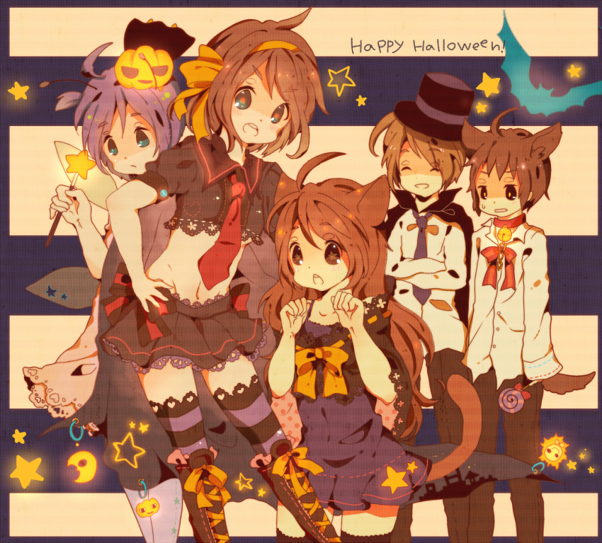 asahina_mikuru, bat, cat_ears, frills, halloween, hat, highres, jack-o'-lantern