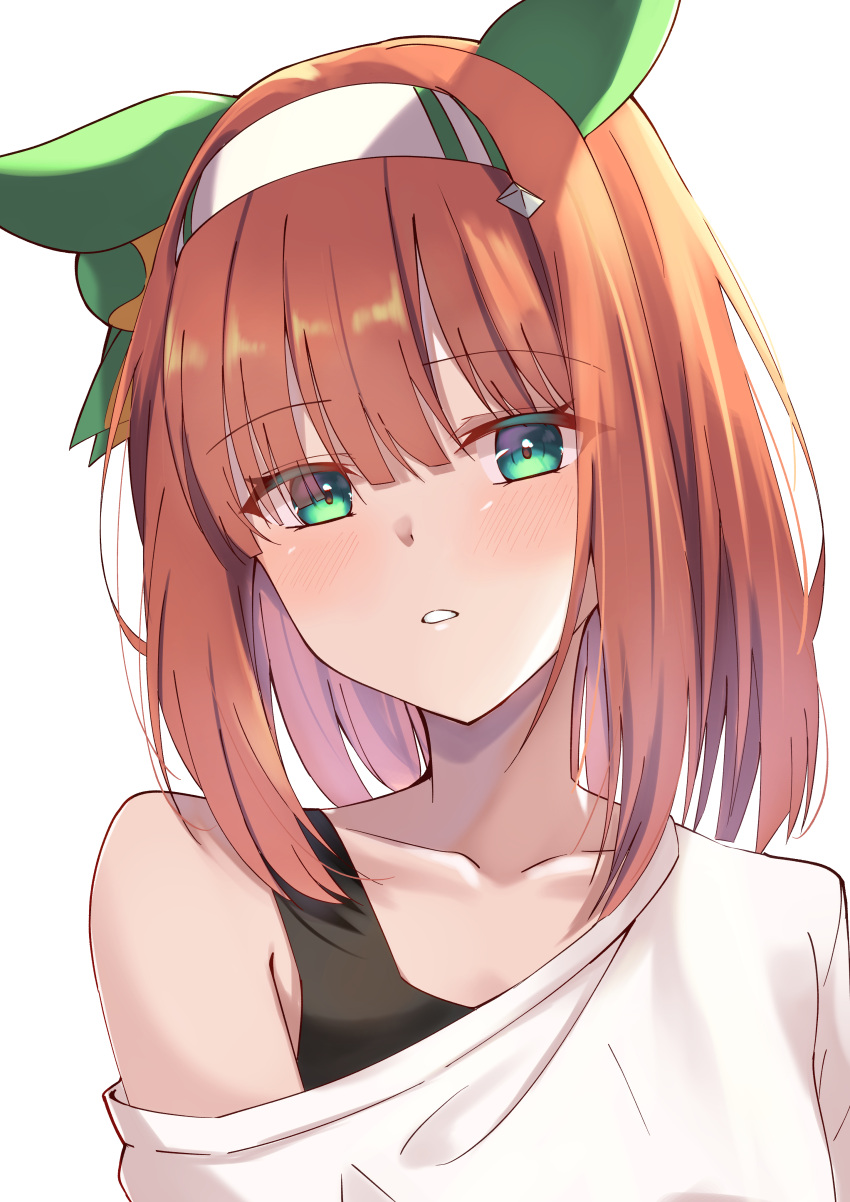 1girl, absurdres, alternate_hair_length, alternate_hairstyle, animal_ears, collarbone, ear_covers, green_eyes