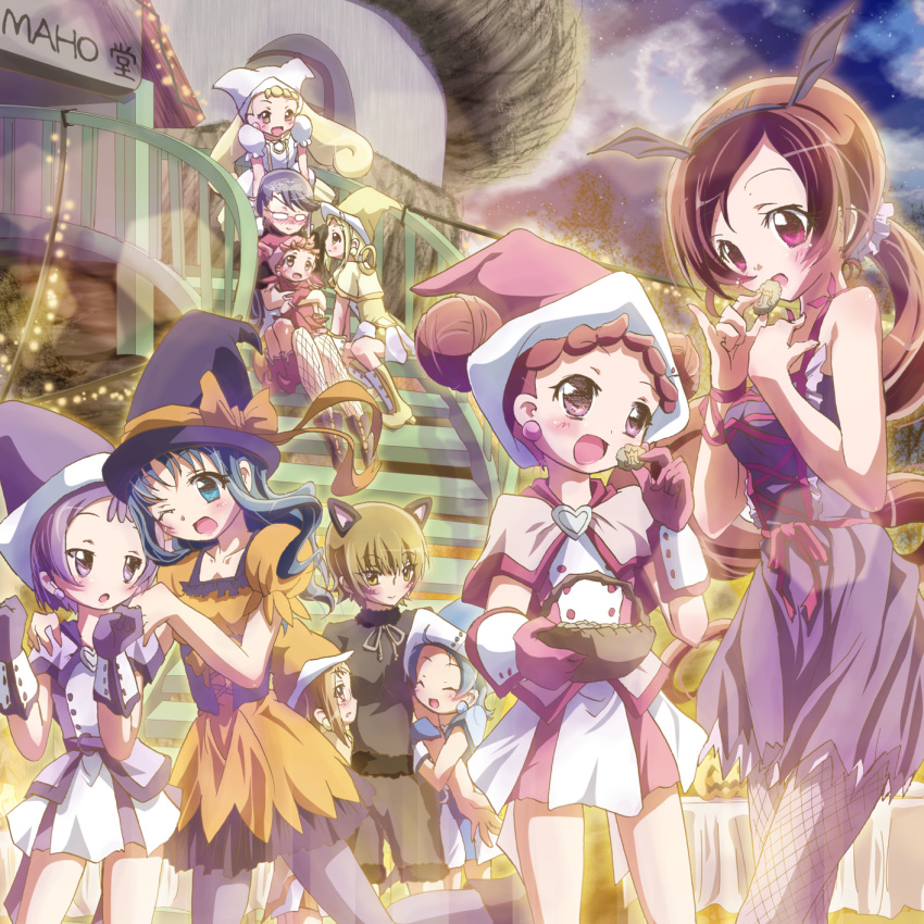 basket, company_connection, cookie, crossover, food, fujiwara_hazuki, halloween, hanasaki_tsubomi